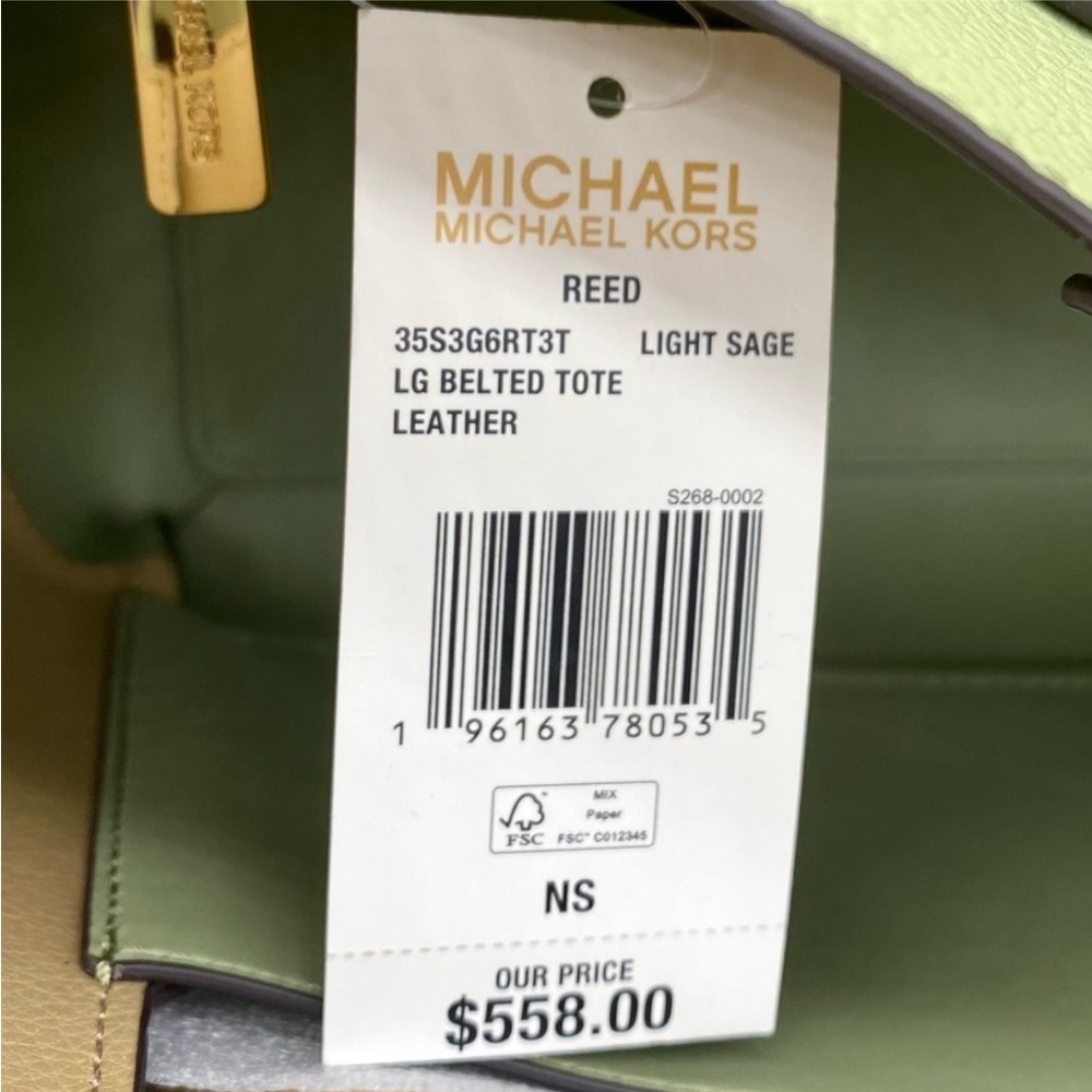 Michael Kors Reed Large Tote Shoulder Bag Light Sage - Picture 11 of 11